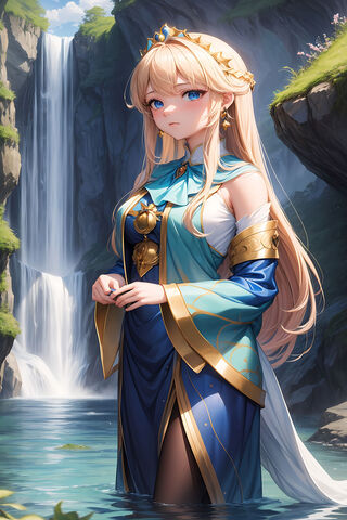 Fantasy Princess By Waterfall