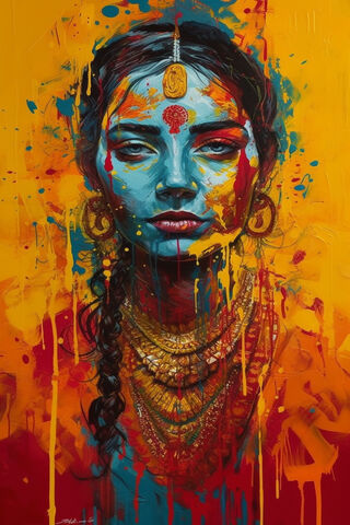 Indian Girl Color Art