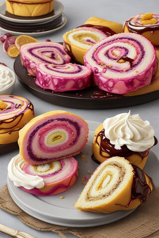 Colorful Cake Rolls Delight 🍰🌈