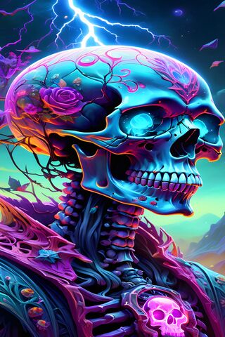Electric Elegance: The Colorful Skeleton 🌈💀