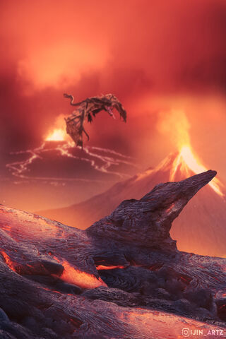 Dragon Over Fiery Peaks..