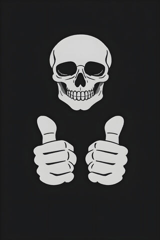 Black Funny Thumbs Up Skull