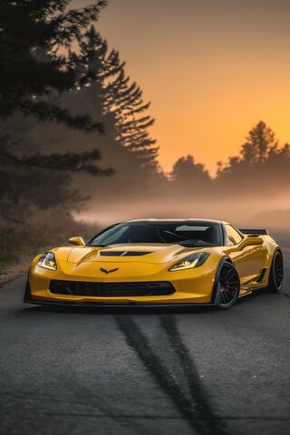 Sunset Speedster: The Yellow Corvette