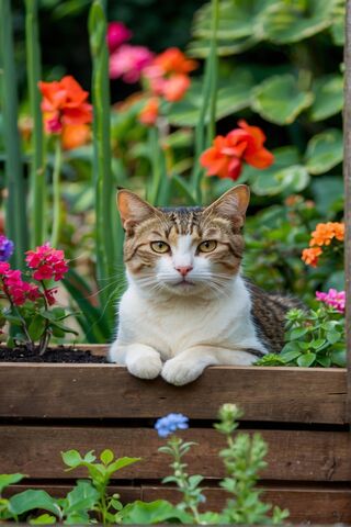 Cat In Garden Beautifull 