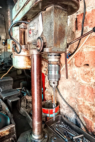 Vintage Drill Press in Action 🛠️