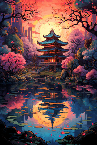 Serene Sunset at the Pa..