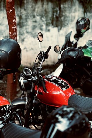 Vibrant Red Motorcycle ..