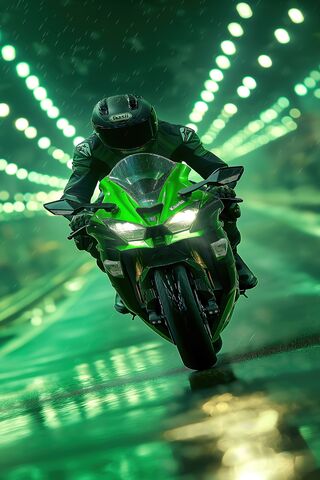 Riding the Storm: Kawasaki Ninja in Action! 🏍️💨