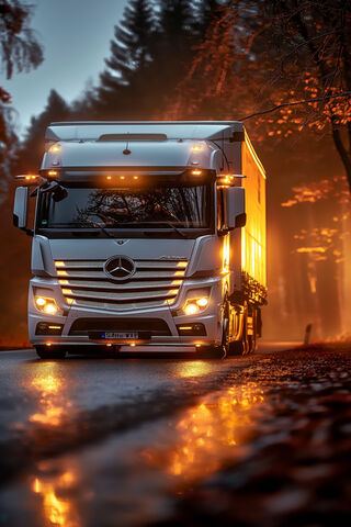 Glowing Journey: The Majestic Truck at Dusk 🚛✨