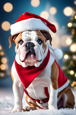 Festive Bulldog in Holiday Cheer 🎅🐶
