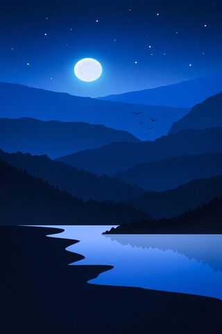 Serene Moonlit Mountain..