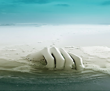 Hand on water