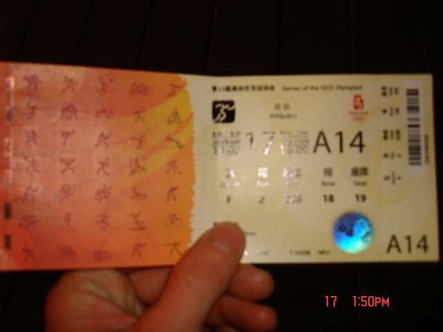my olympics ticket!!!