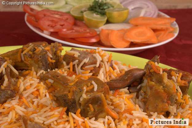 Colorful and Delicious mutton biryani