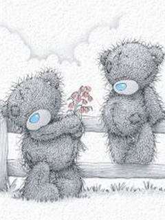 tatty bear gives flower