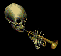 skull playing trumpet