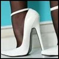 White heels black stockings