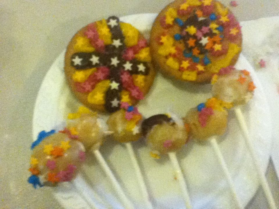 Evie's cake pop and biscuits