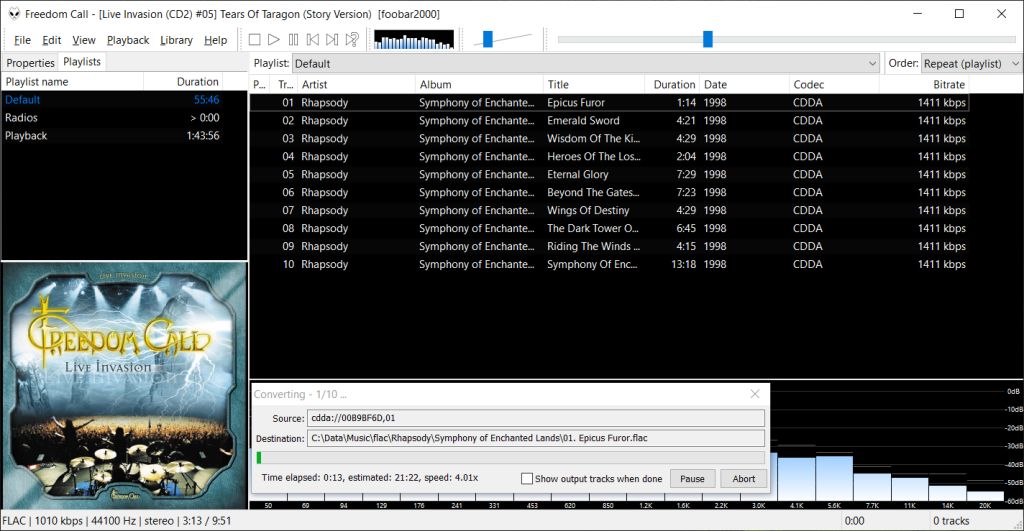 foobar2000 encoding as FLAC