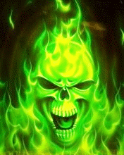 Flaming skull