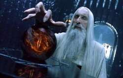 Saruman using Palantiri(crystal ball)