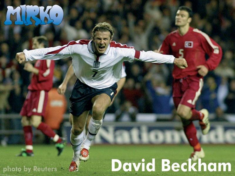 Beckham celebrating a goal