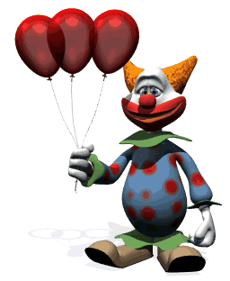 clown holding balloons