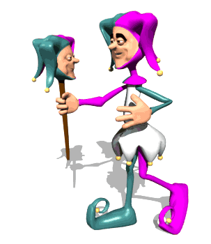 jester admiring puppet