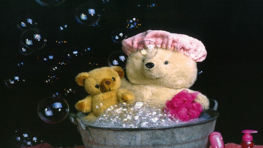 teddies having bath