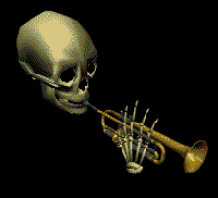 skull playing trumpe