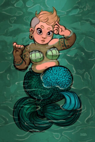 Curvy Waves: The Chubby Mermaid's Splash