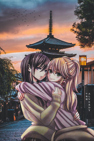 Embracing the Sunset: Mei and Yuzu's Bond