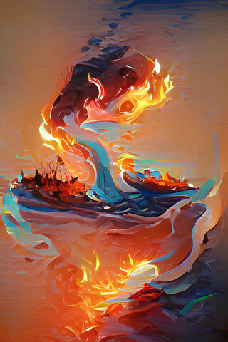 Elemental Dance: Flames and Waves