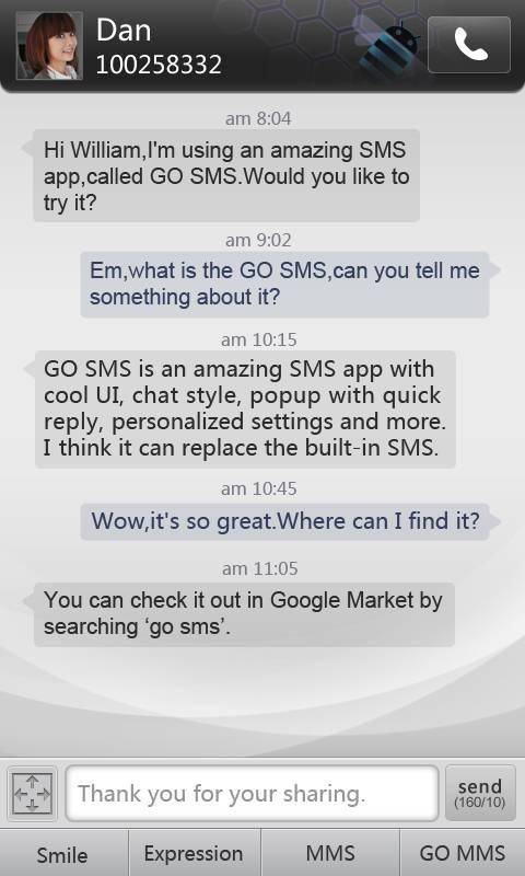 Simple Dark GO SMS Theme 1.0
