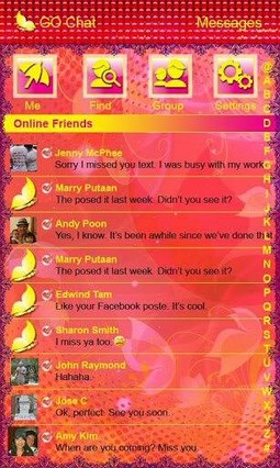 Pink Butterfly Go Sms Pro Theme