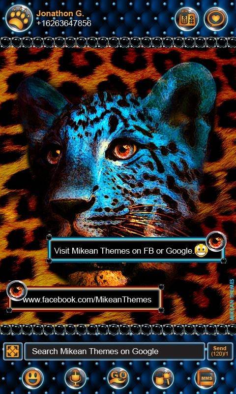 Leopard Gold Blue Theme GO SMS