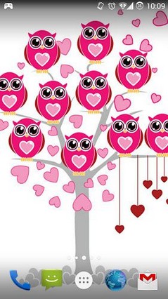 Pink Hearts Owls