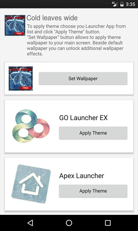 Cold leaves wide Apex Launcher Theme