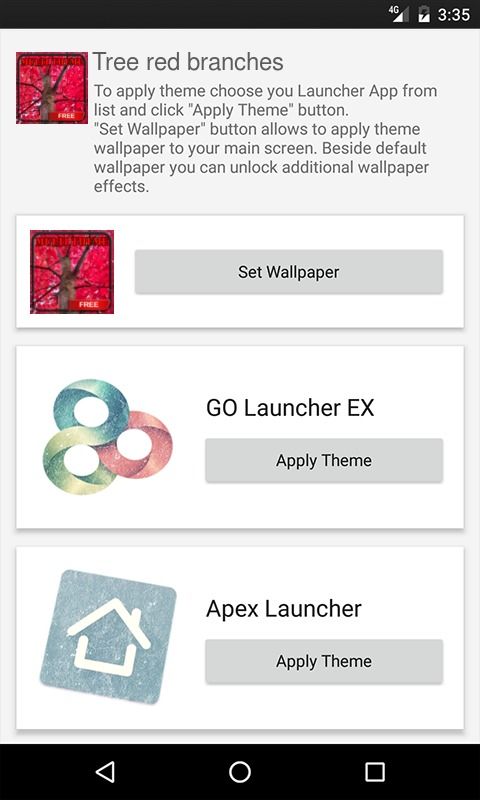 Tree red branches Apex Launcher Theme