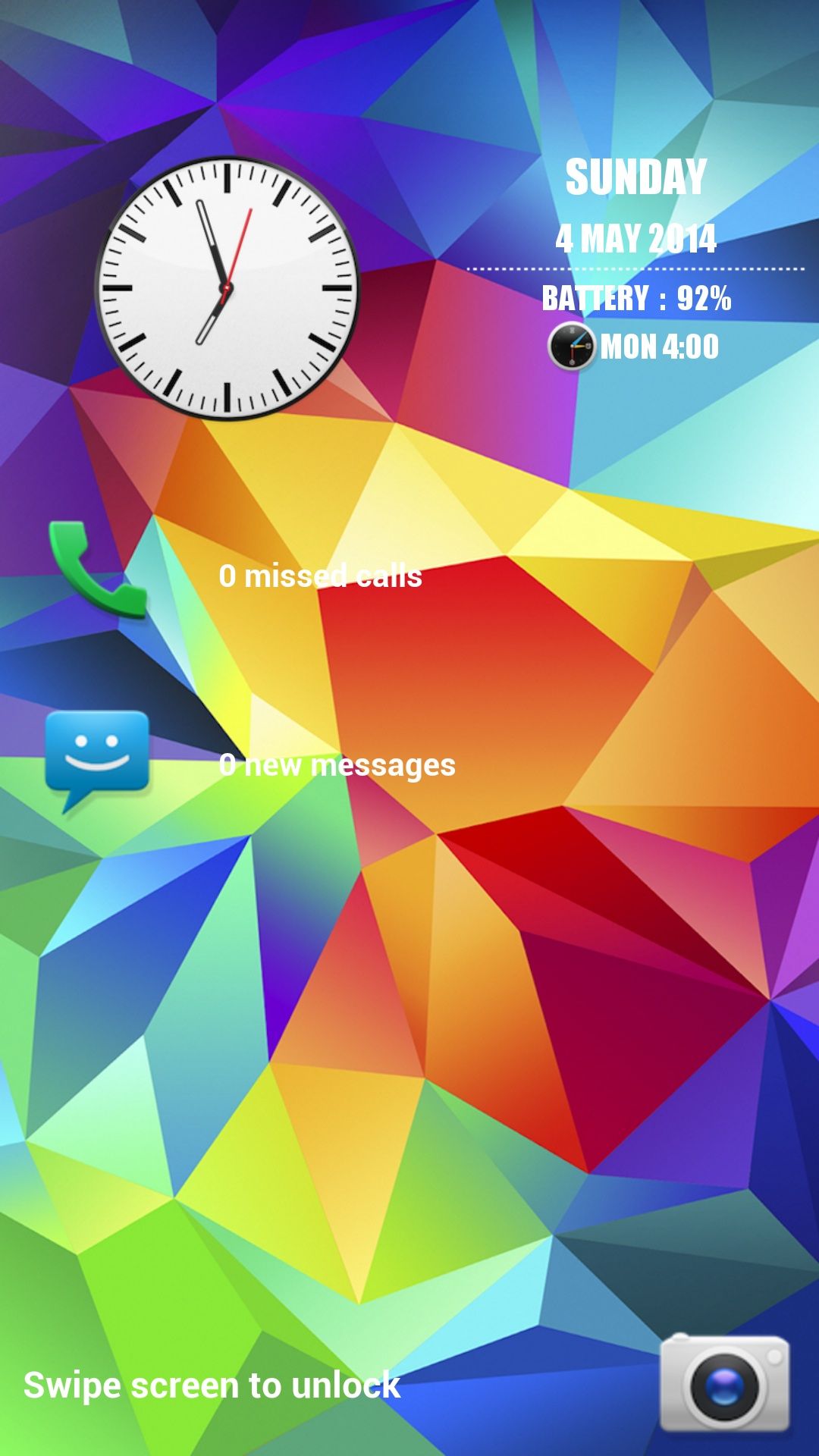 Galaxy S5 Analog Clock Screen Lock