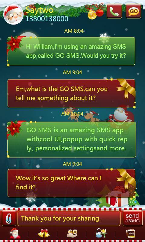 GO SMS Pro ChristmasEveThemeEX