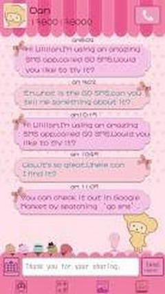 GO SMS Pro Pink Sweet theme