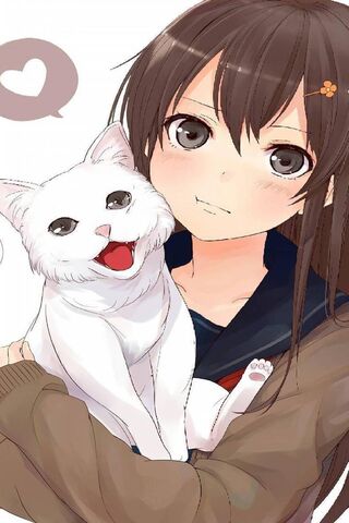 Anime Girl With Cat