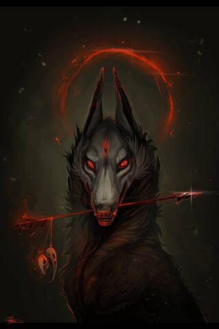 Black wolf drawing  Dark creative wallpaper