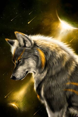 Gold Galaxy Wolf