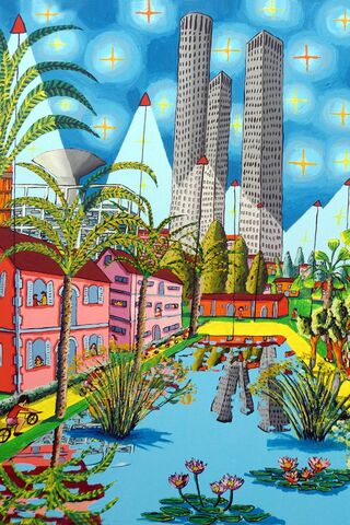 Vibrant City Dreams: A Folk Art Journey 🌆🎨