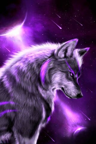 Lila kosmischer Wolf