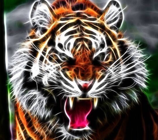 Fractal Angry Tiger Wallpaper - Download to your mobile from PHONEKY
