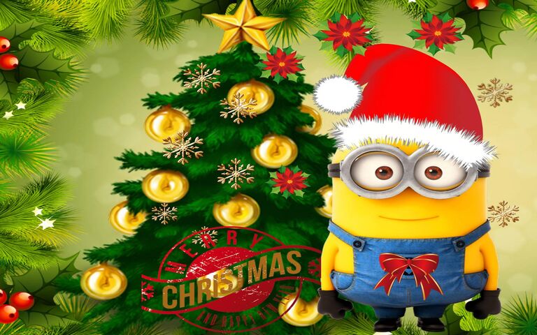 Minion brothers celebrate Christmas night 2K wallpaper download
